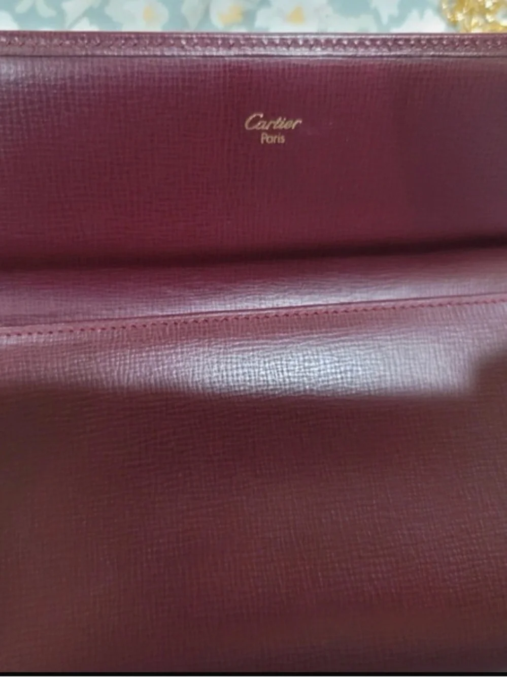 Cartier Burgundy Leather Chain Shoulder Bag with Gold Hardware